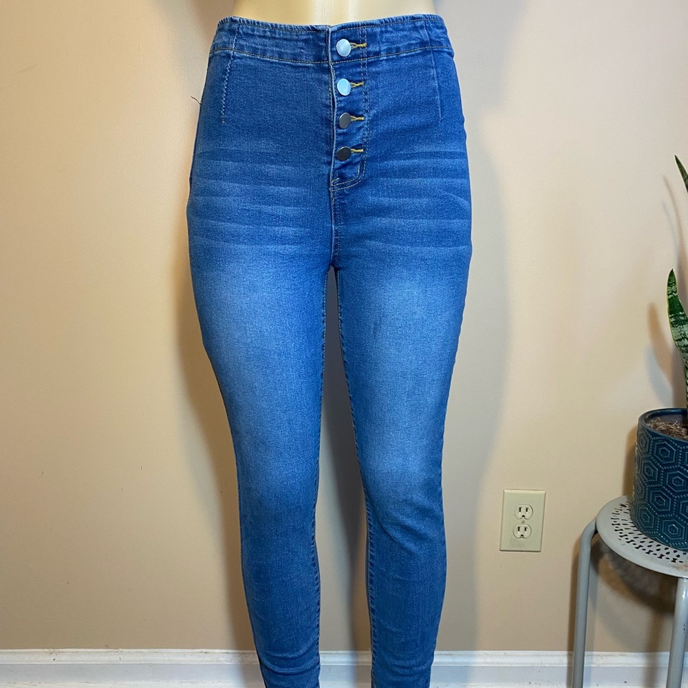 Stylish High Rise Blue Jeans